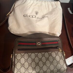 Gucci Beige and Brown GG Crossbody Bag